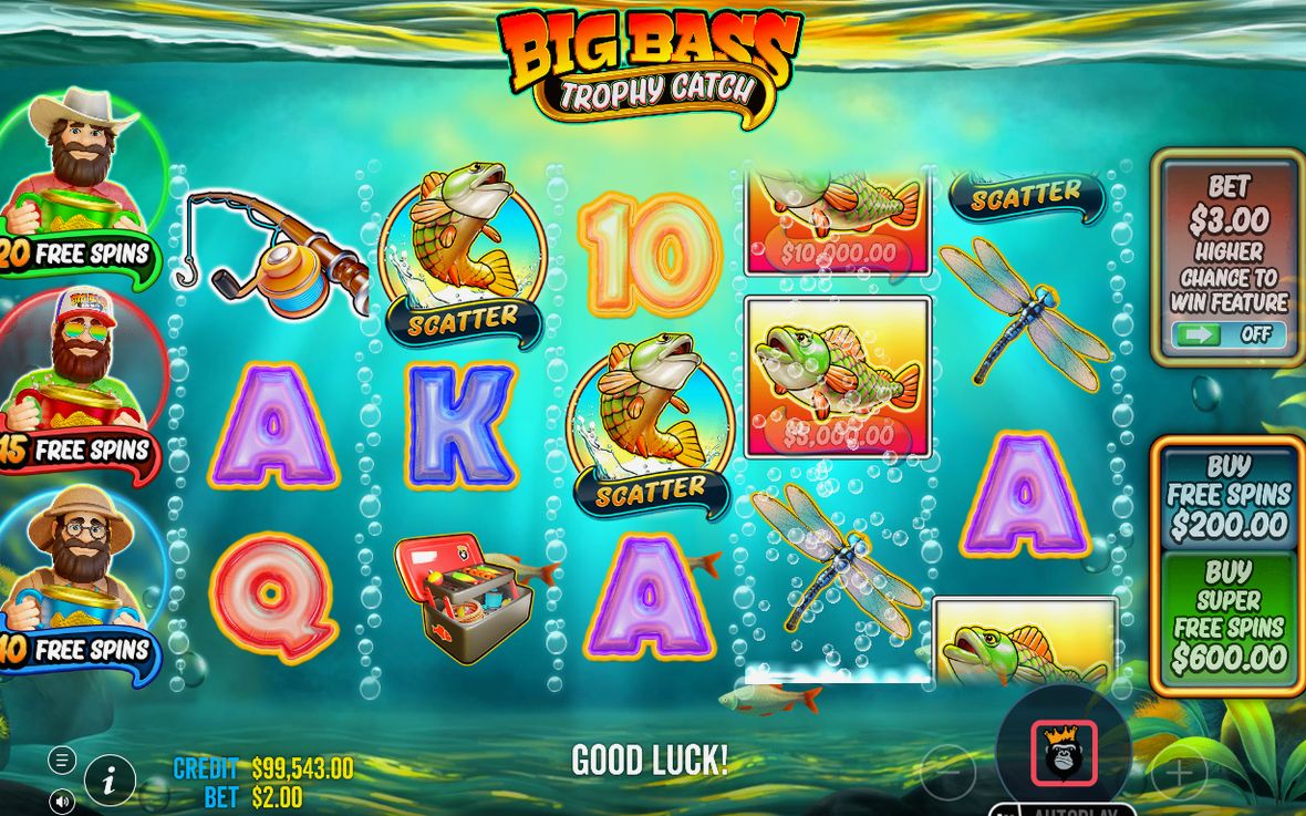 Free Spins round with FISHERMAN WILD on all reels