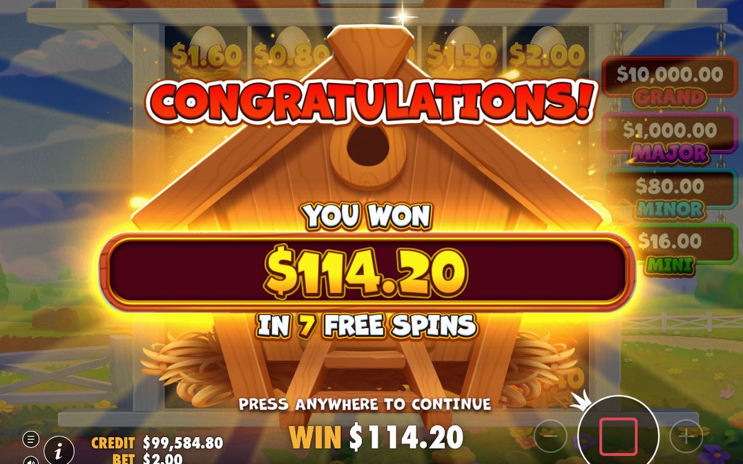 Win screen showing the win amount in A$